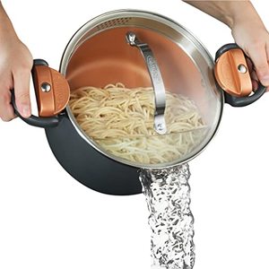 Gotham Steel Multipurpose Pasta Pot With Strainer Lid and Twist And Lock Handles